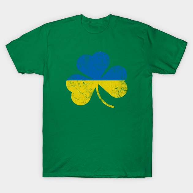 Ukraine Flag Shamrock St Patrick's Day Irish T-Shirt by E